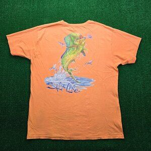 Salt‎ Life Tshirt Mens Large Orange Short Sleeve Fishing Outdoors Pocket Casual